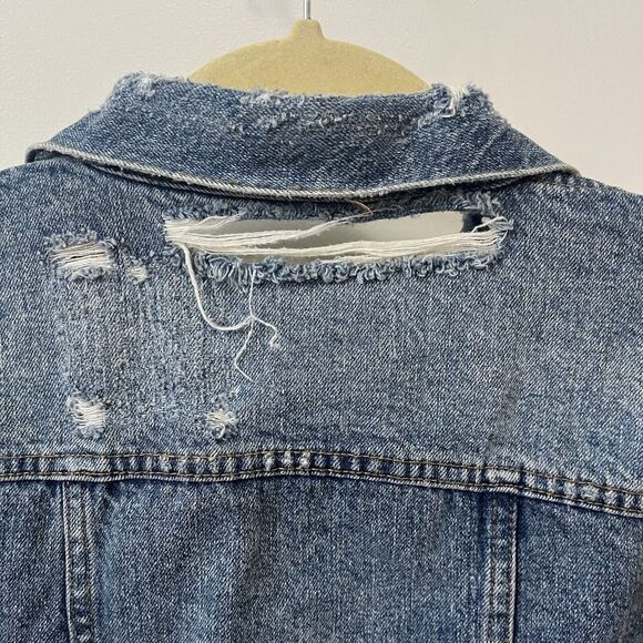 BDG Urban Outfitters Jean Jacket Distressed Cropped Grunge 90’s Women’s Medium - Picture 6 of 11